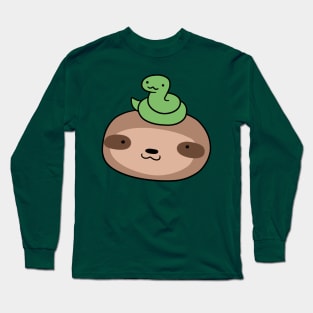 Snake and Sloth Face Long Sleeve T-Shirt